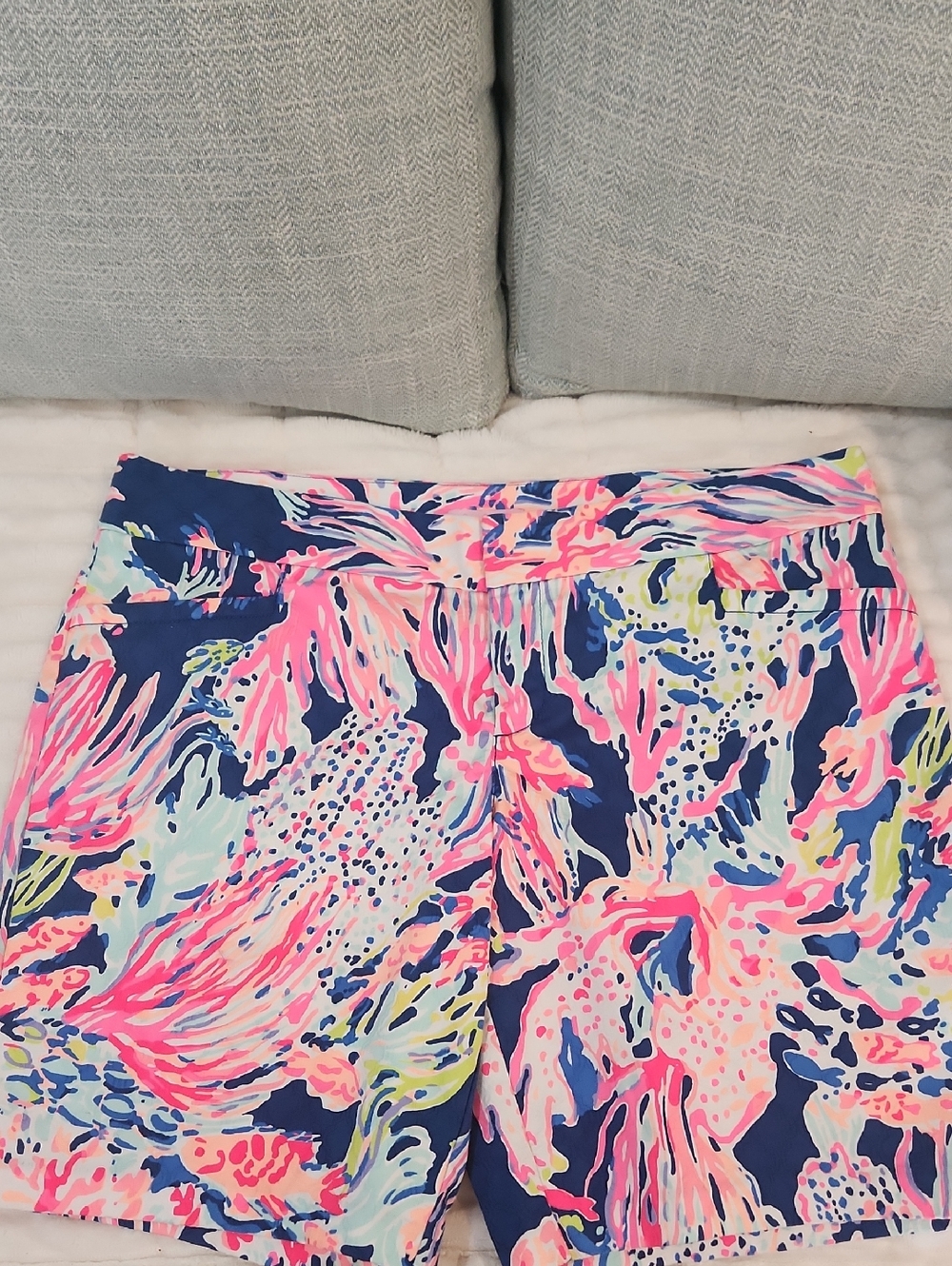 Lilly Pulitzer Neon Pink & Navy Abstract Print Shorts